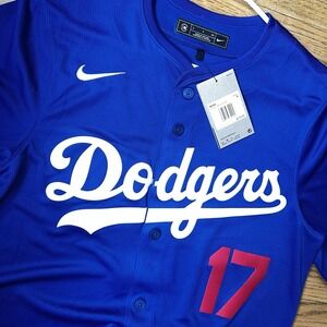 #17 Shohei Ohtani Los Angeles Dodgers Blue Jersey Mens Small NEW baseball
